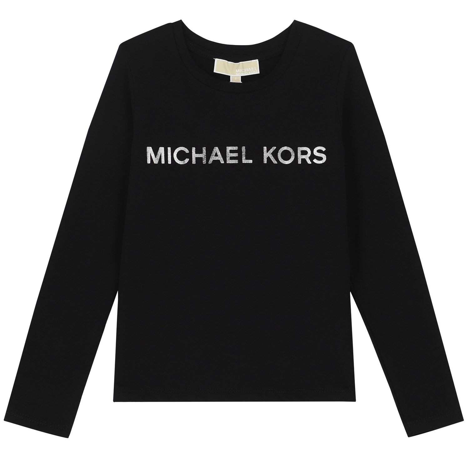 Girls Black Logo Long Sleeve Top, 2, hi-res