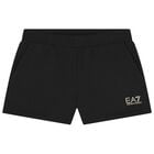 Girls Black Logo Shorts, 2, hi-res