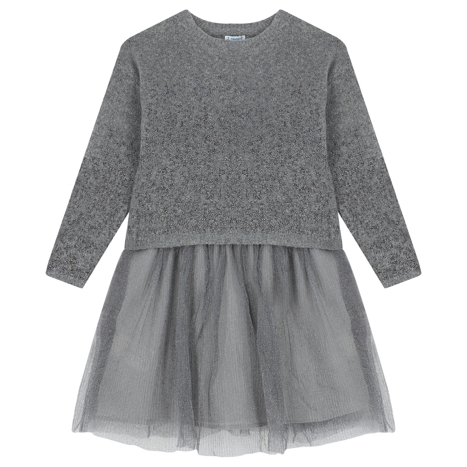 Girls Grey Glitters Dress Set, 2, hi-res