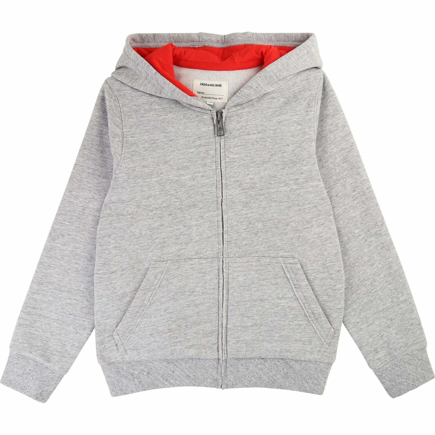 Boys Grey Logo Hooded Top, 1, hi-res