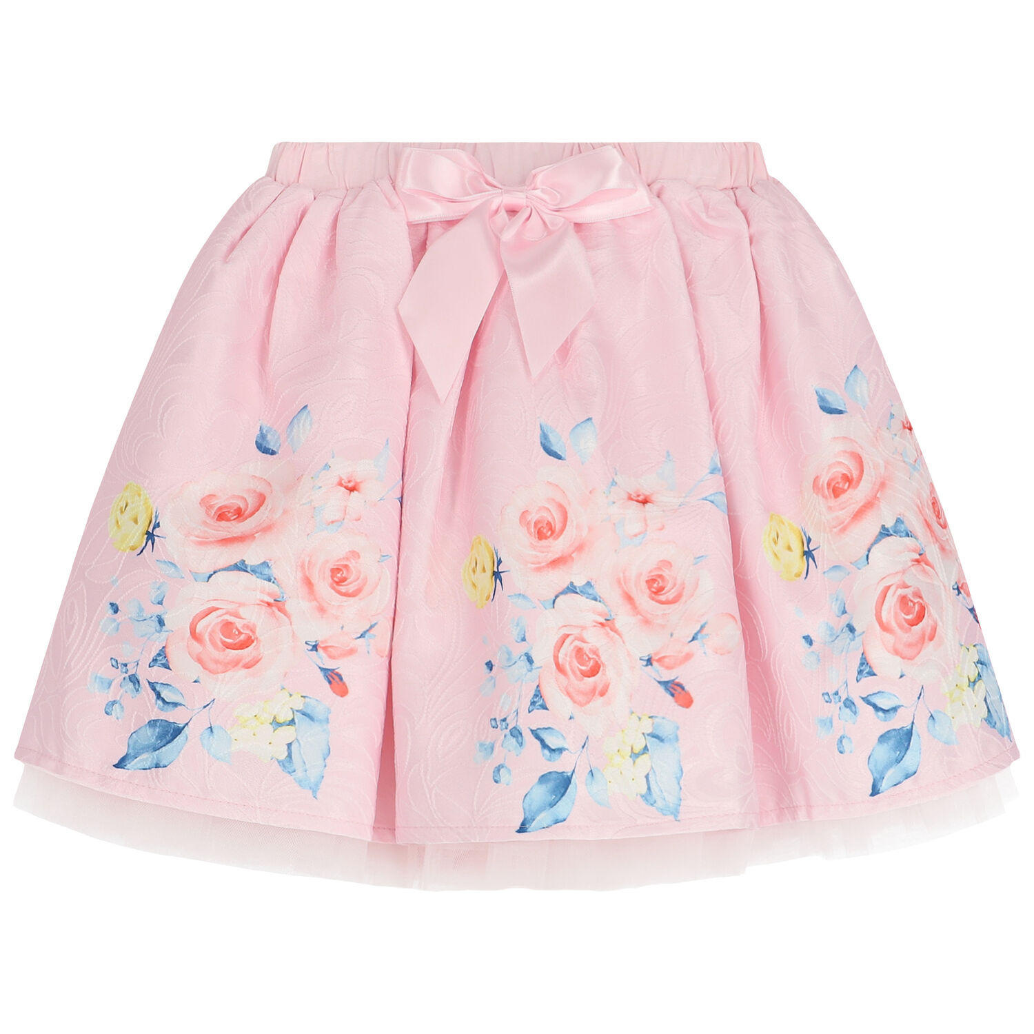 Girls White & Pink Tulle Skirt Set, 1, hi-res