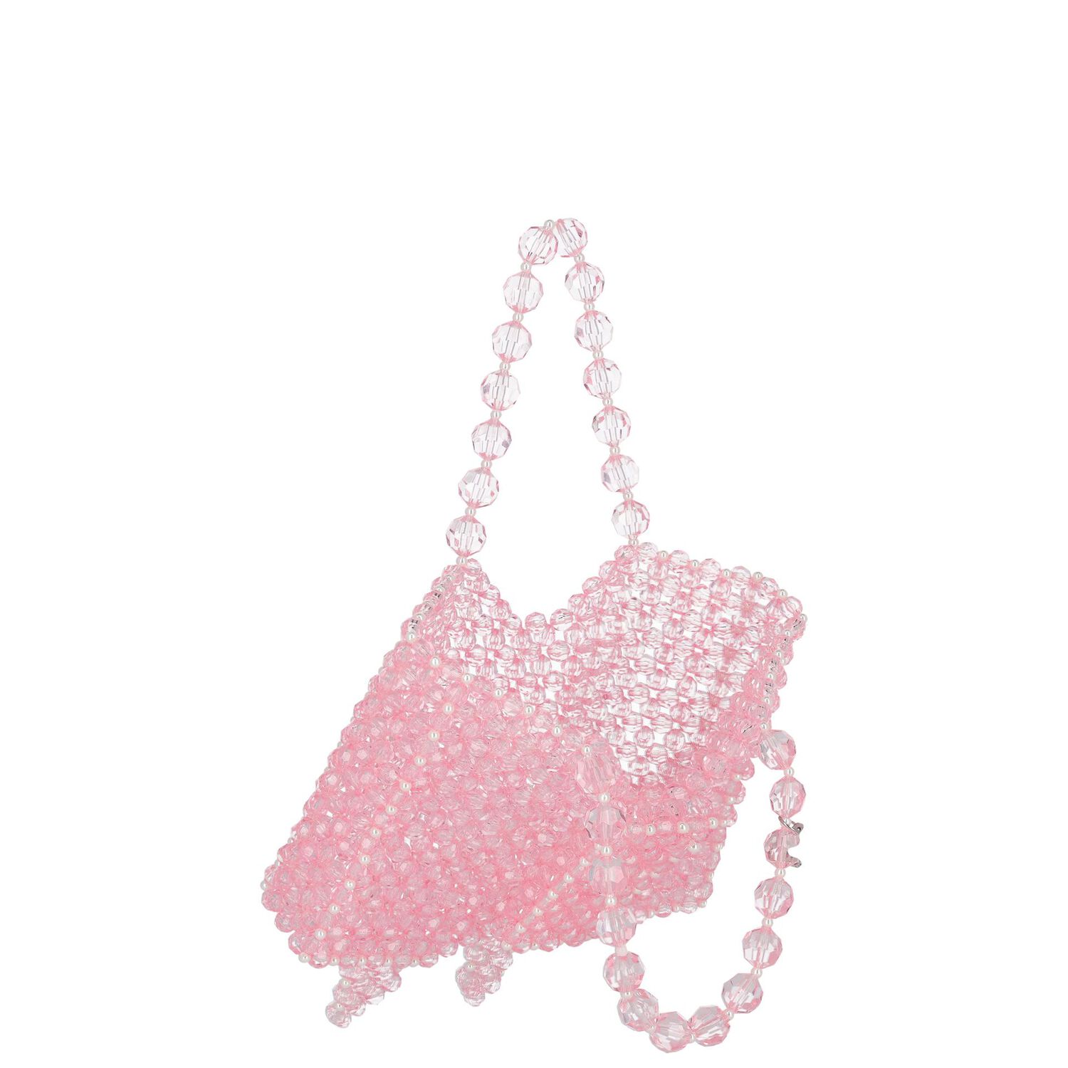 Girls Pink Crystal Beads Hand Bag, 1, hi-res
