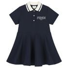 Girls Navy Blue Logo Polo Dress, 1, hi-res