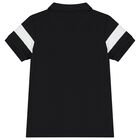 Boys Black Logo Polo Shirt, 1, hi-res