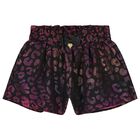 Girls Black & Metallic Leopard Shorts, 2, hi-res