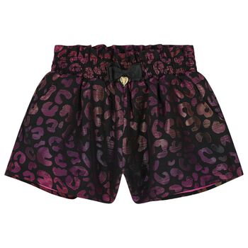 Girls Black & Metallic Leopard Shorts