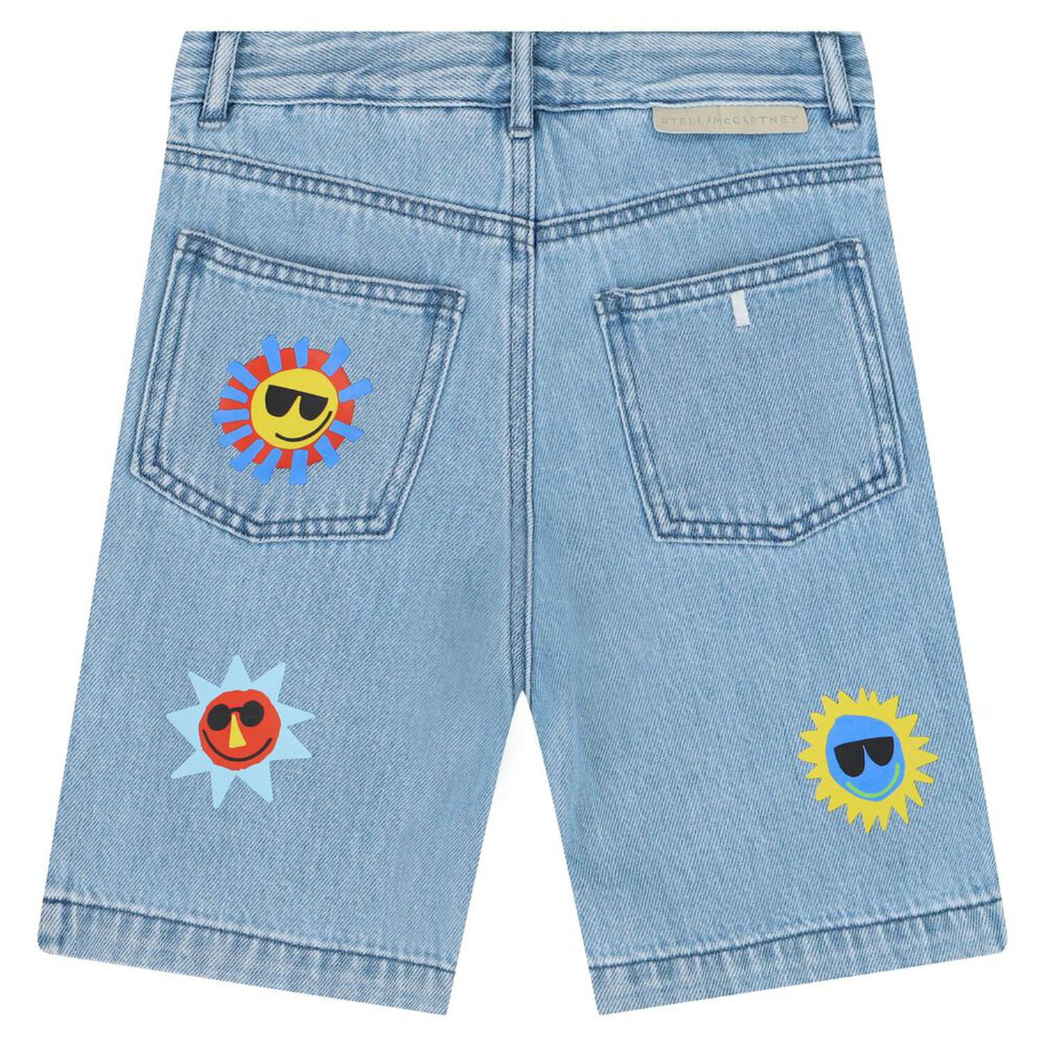 Boys Blue Sun Denim Shorts, 1, hi-res