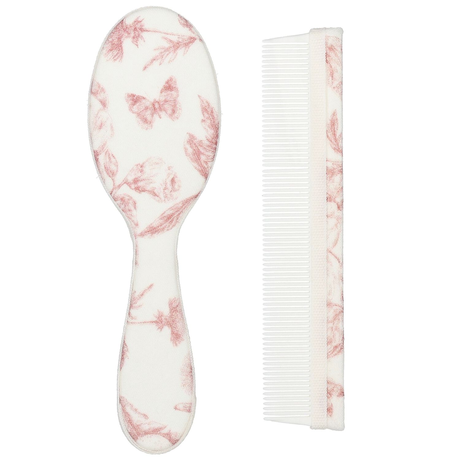 Baby Girls Ivory & Pink Toile de Jouy Brush & Comb Set, 3, hi-res
