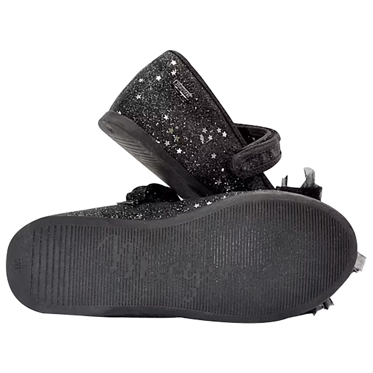 Girls Black Bow Glitter Shoes, 1, hi-res image number null