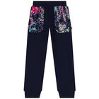 Girls Navy Blue Sequins Joggers, 1, hi-res
