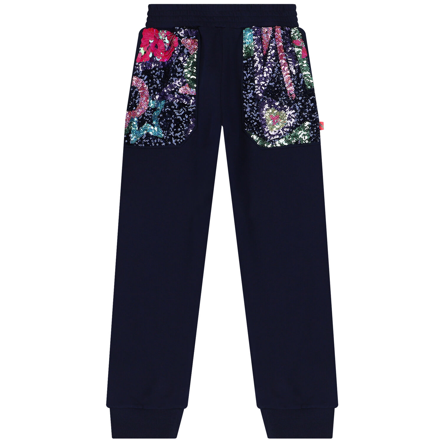 Girls Navy Blue Sequins Joggers, 1, hi-res