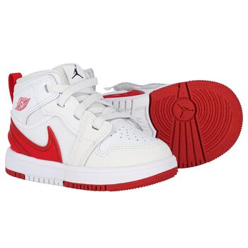 Younger White & Red Jordan 1 Mid Easyon Trainers