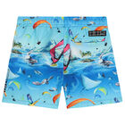 Boys Blue Animals Swim Shorts, 2, hi-res