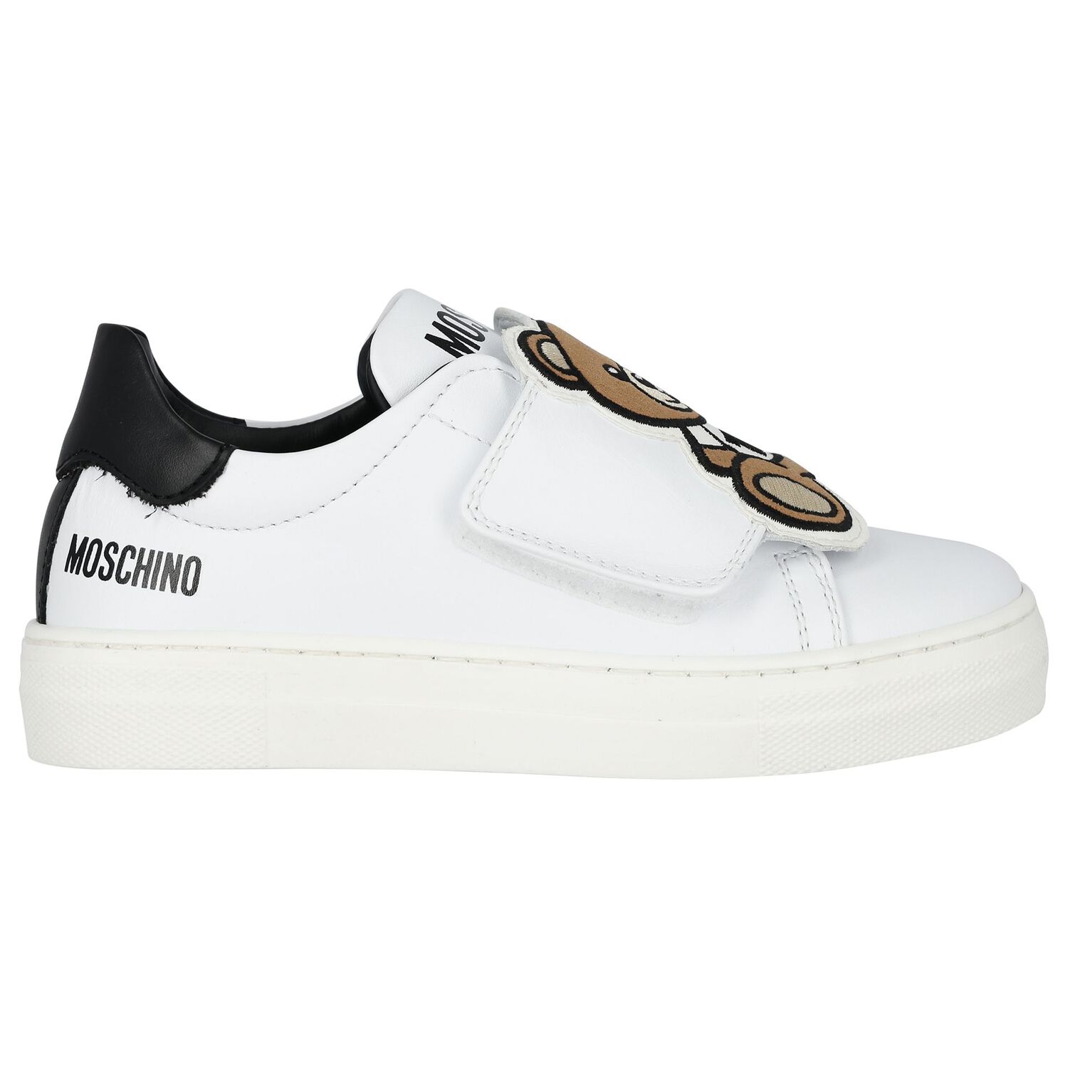 White & Black Teddy Bear Logo Trainers, 1, hi-res image number null