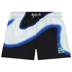 Boys Black & White Swim Shorts, 1, hi-res