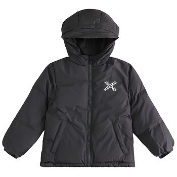 Boys Grey Logo Puffer Jacket