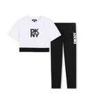 Girls White & Black Logo Leggings Set, 1, hi-res