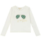 Girls Ivory Logo Long Sleeve Top, 1, hi-res