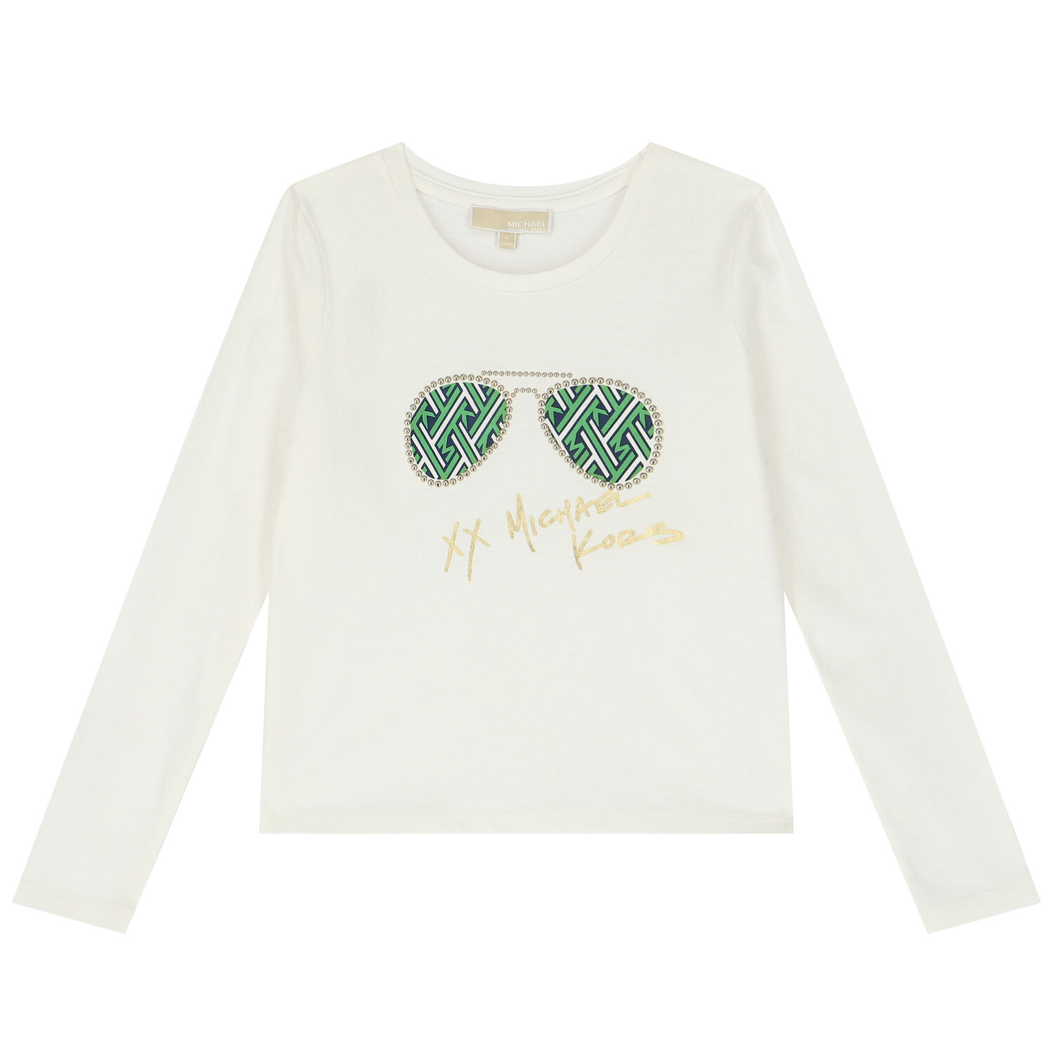 Girls Ivory Logo Long Sleeve Top, 1, hi-res image number null