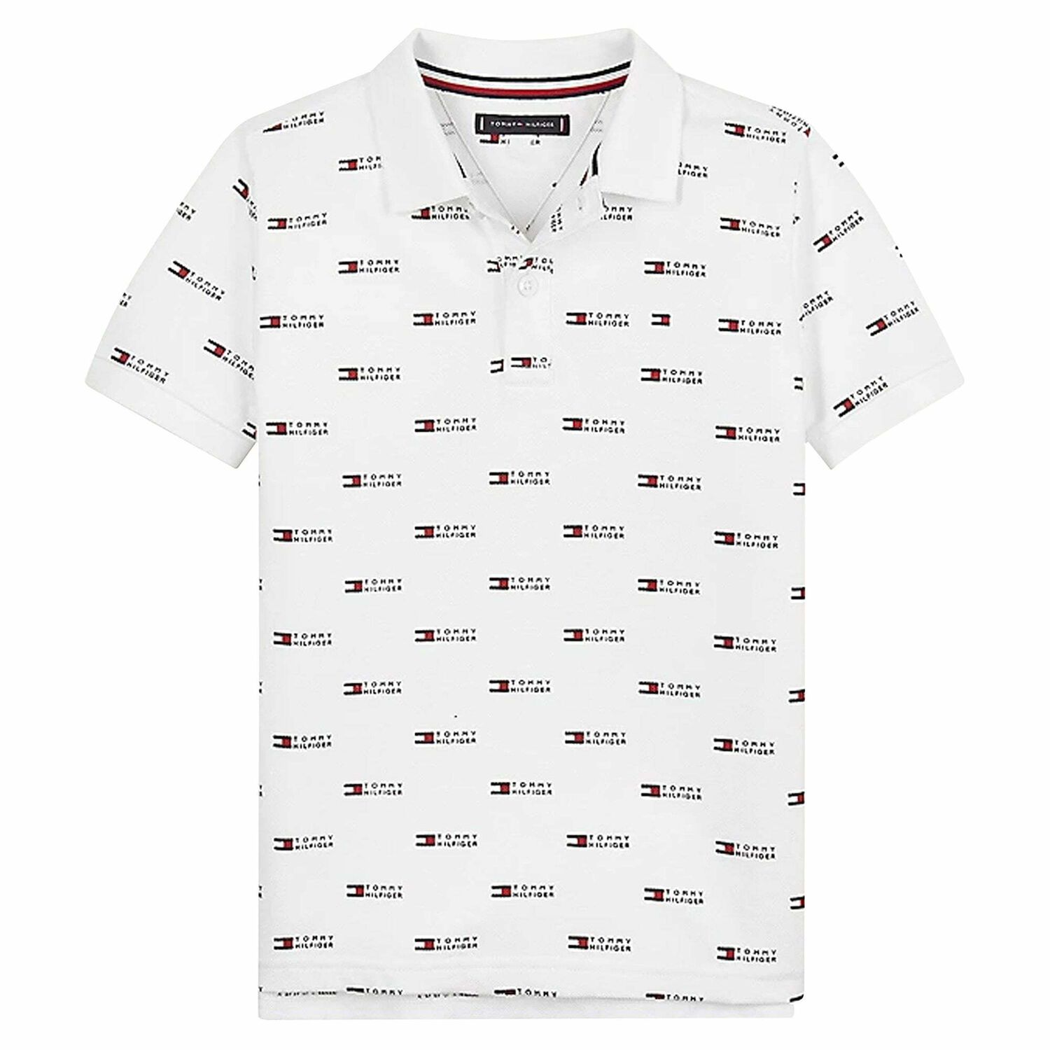 Boys White Logo Polo Shirt, 1, hi-res