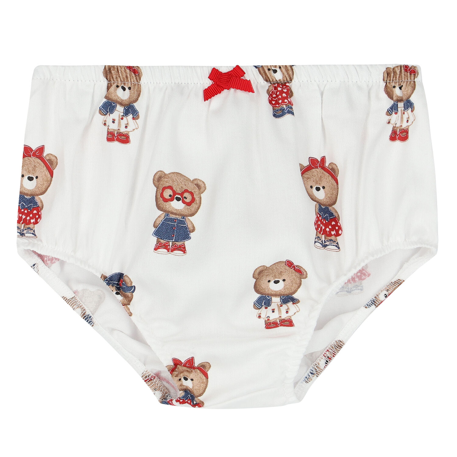 Baby Girls White Teddy Bear Dress Set, 1, hi-res