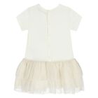 Younger Girls Ivory Necklace Logo Dress, 1, hi-res