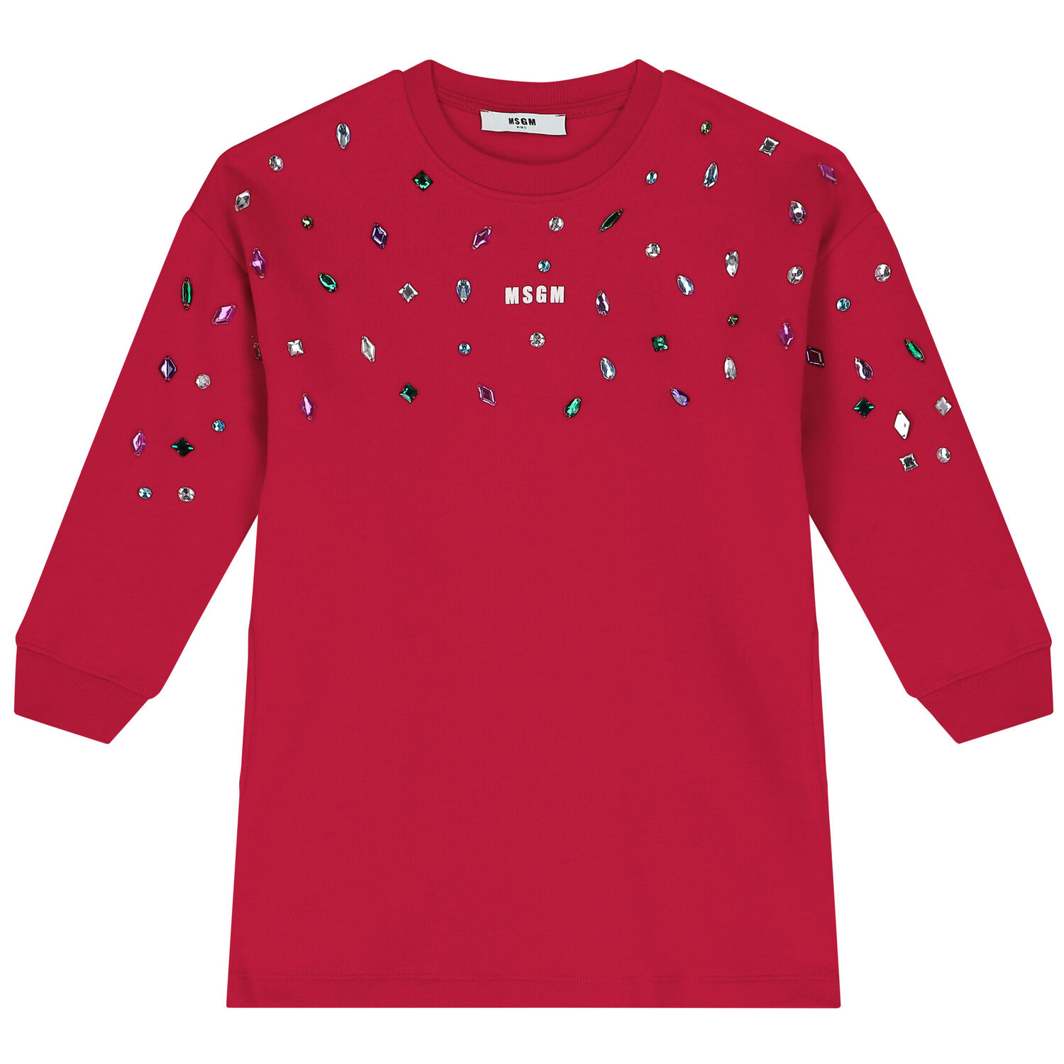 Girls Pink Logo Embellished Dress, 2, hi-res