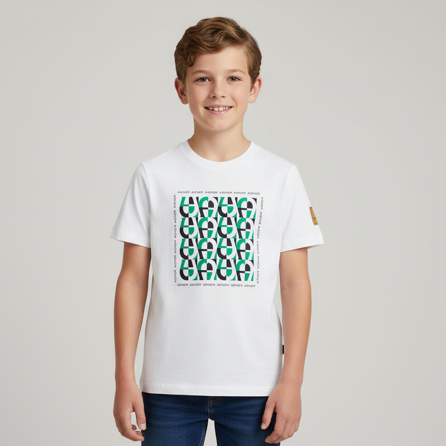 Boys White Logo T-Shirt, 2, hi-res