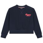 Girls Navy Blue Logo Sweatshirt, 1, hi-res