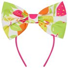 Girls White & Pink Bow Headband, 1, hi-res