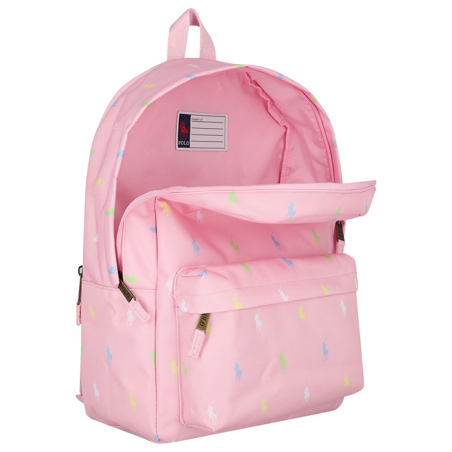 Girls Pink Canvas Pony Logo Backpack ( 44cm ), 1, hi-res