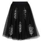 Girls Black Embellished Tulle Skirt, 1, hi-res