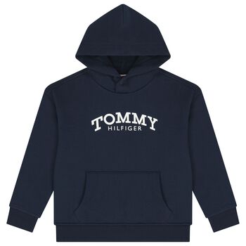 Boys Navy Blue Logo Hooded Top