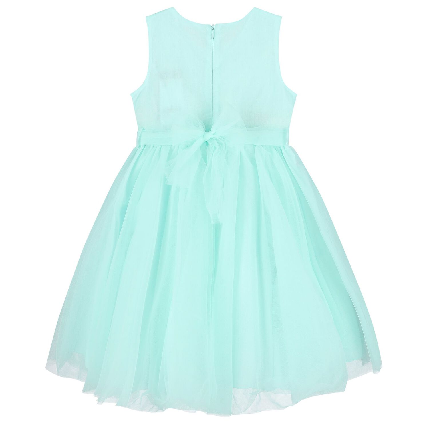 Girls Aqua Tulle Dress, 1, hi-res