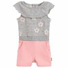 Younger Girls Pink & Grey Playsuit, 1, hi-res