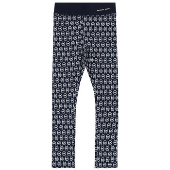 Girls Navy Logo Leggings