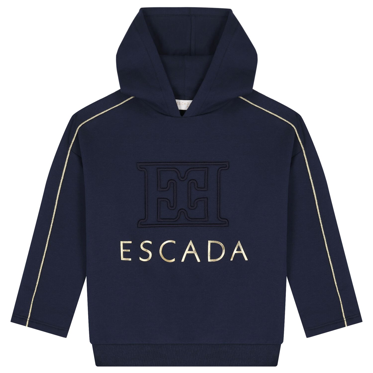 Girls Navy Blue Logo Hooded Top, 1, hi-res
