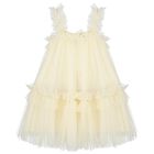 Girls Yellow Ruffled Tulle Dress, 1, hi-res