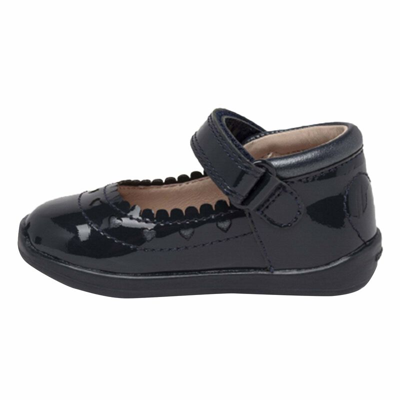 Girls Navy Blue Patent First Walker Shoes, 1, hi-res image number null