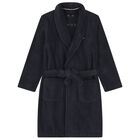 Navy Blue Logo Bathrobe, 1, hi-res