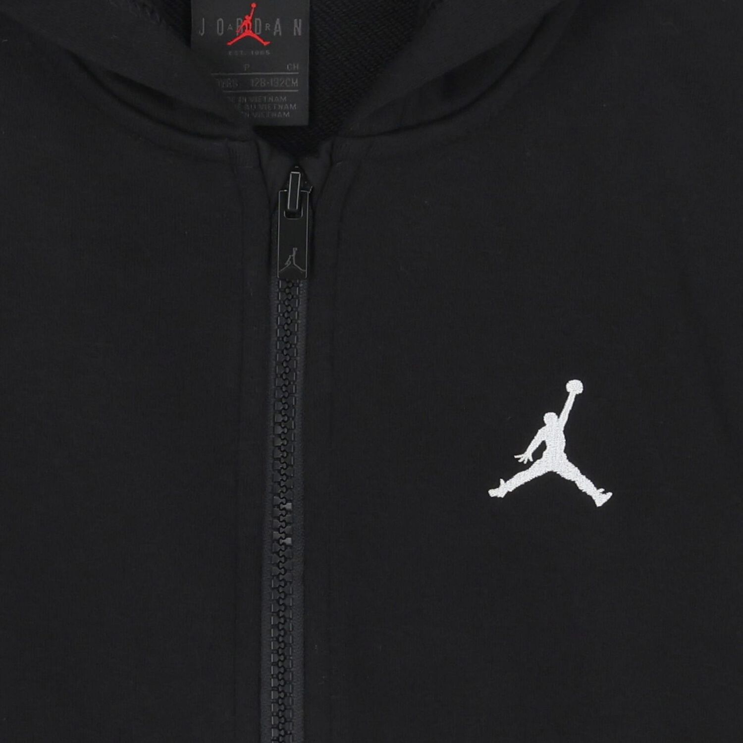 Black Jordan Logo Hooded Zip Up Top, 1, hi-res