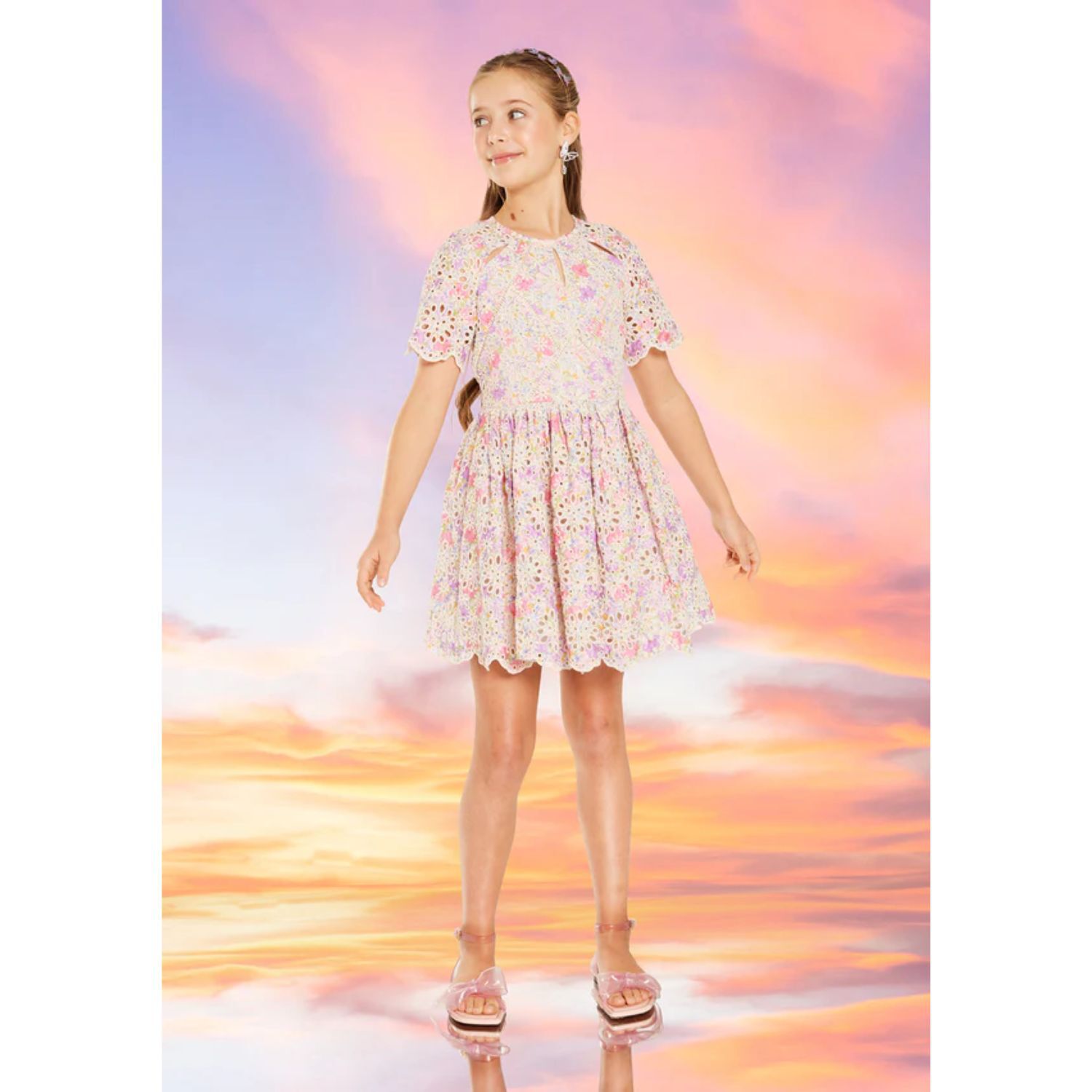 Girls Pink & Purple Floral Dress, 1, hi-res image number null