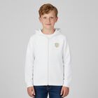 Younger Boys White Logo Zip Up Top, 1, hi-res