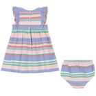 Baby Girls Multi-Colored Striped Logo Dress Set, 1, hi-res