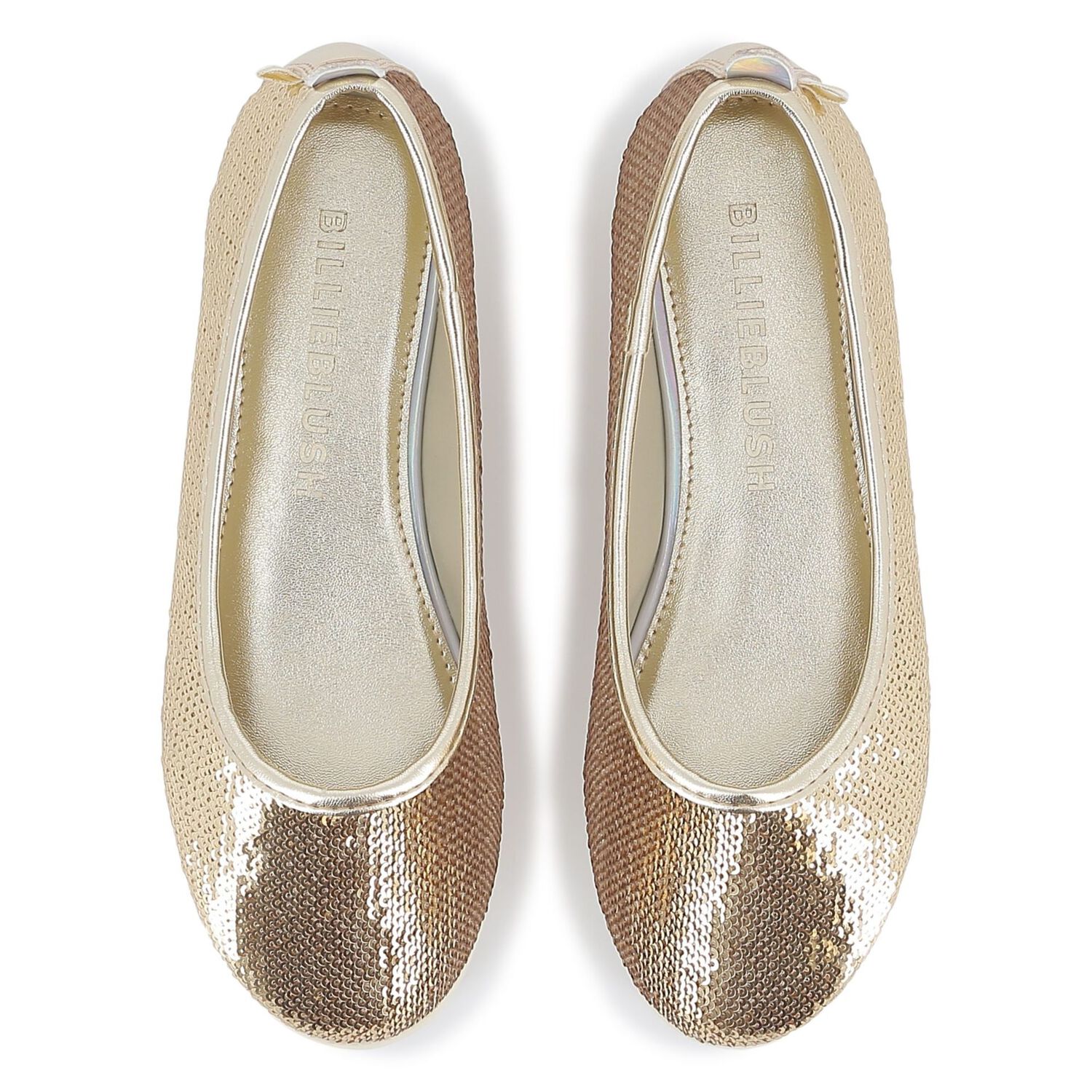 Girls Gold Sequin Ballerina Shoes, 1, hi-res