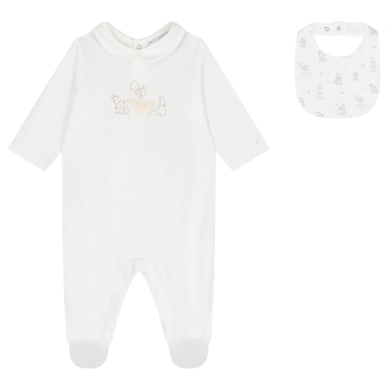 Ivory Bunny & Logo Babygrow Gift Set, 1, hi-res