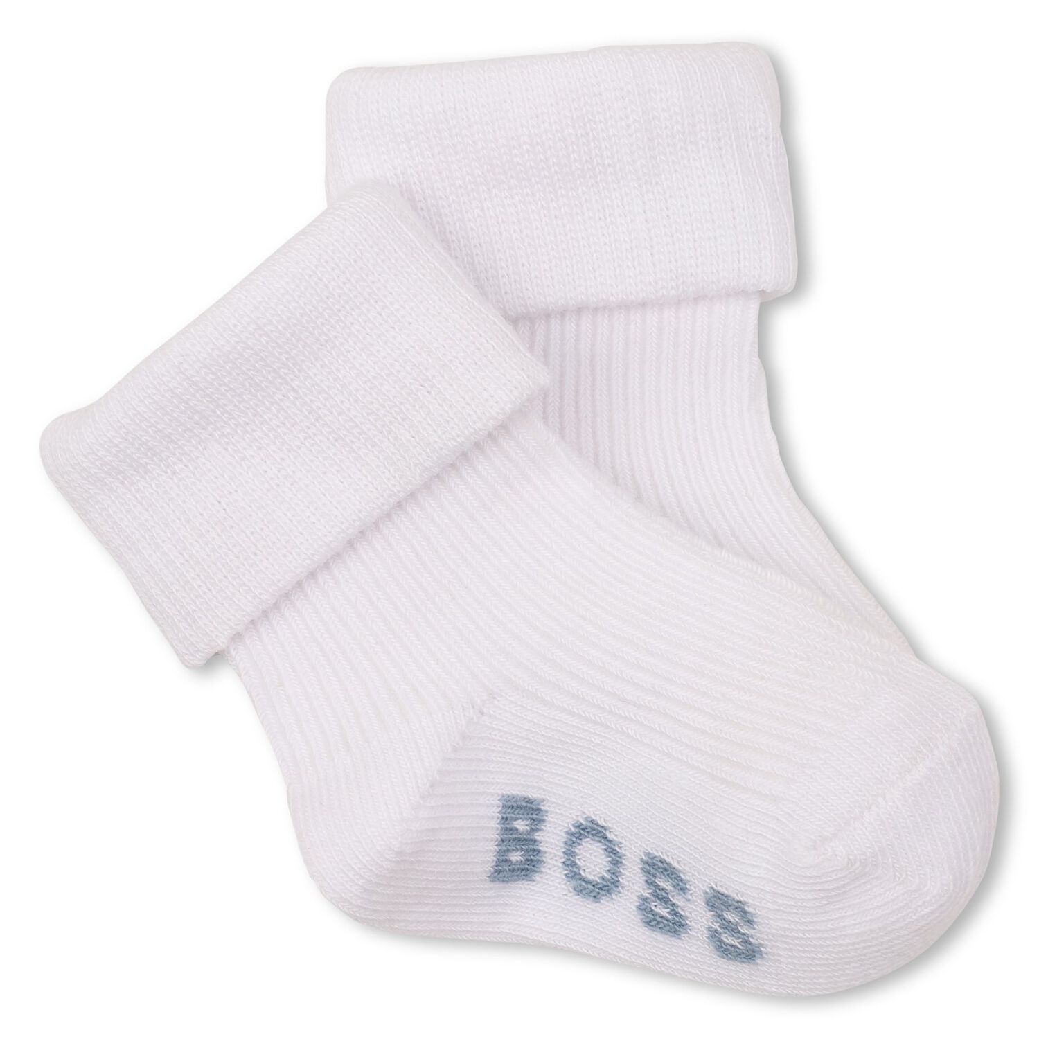 Baby Boys Blue & White Logo Socks ( 3-Pack ) , 2, hi-res