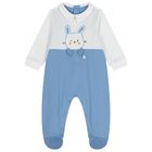 Baby Boys White & Blue Bunny Babygrow, 1, hi-res