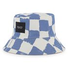 Boys Blue Check & Beige Reversible Hat, 1, hi-res