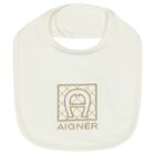 Ivory & Gold Logo Baby Bib, 1, hi-res
